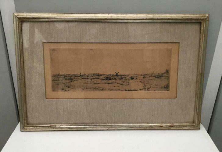 Ets ingekaderd Walter Vaes gesigneerd, Antiek en Kunst, Kunst | Etsen en Gravures, Ophalen of Verzenden