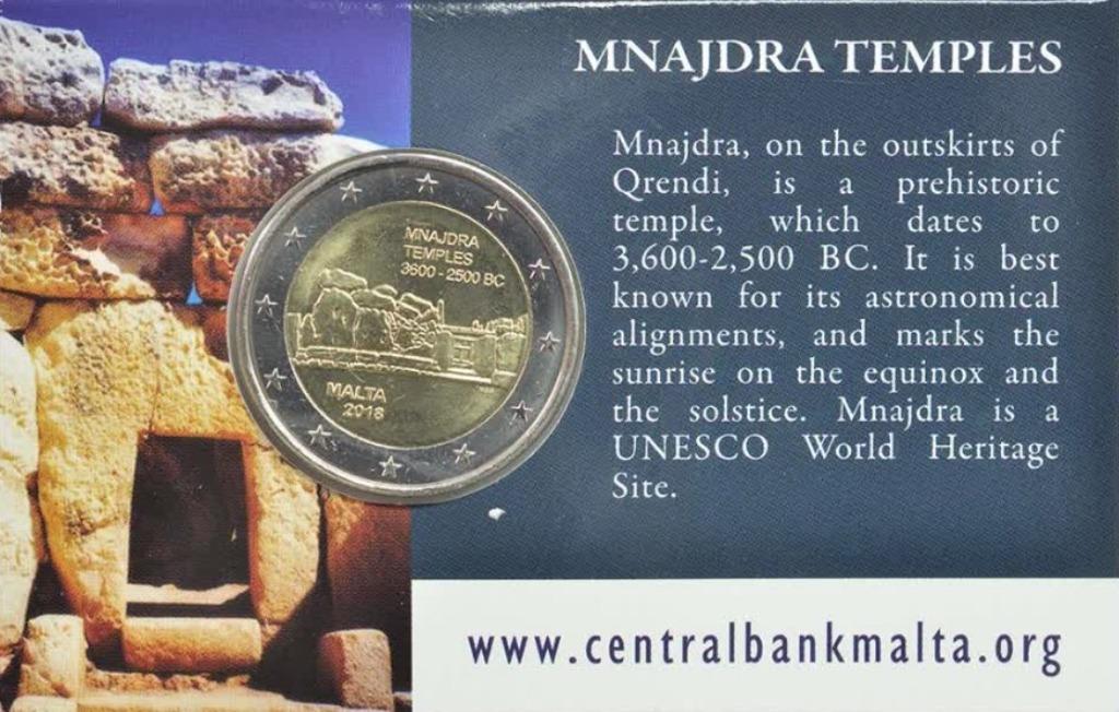 Coincard 2 euro Malta 2018 Mjandra, Ophalen of Verzenden, Malta, 2 euro