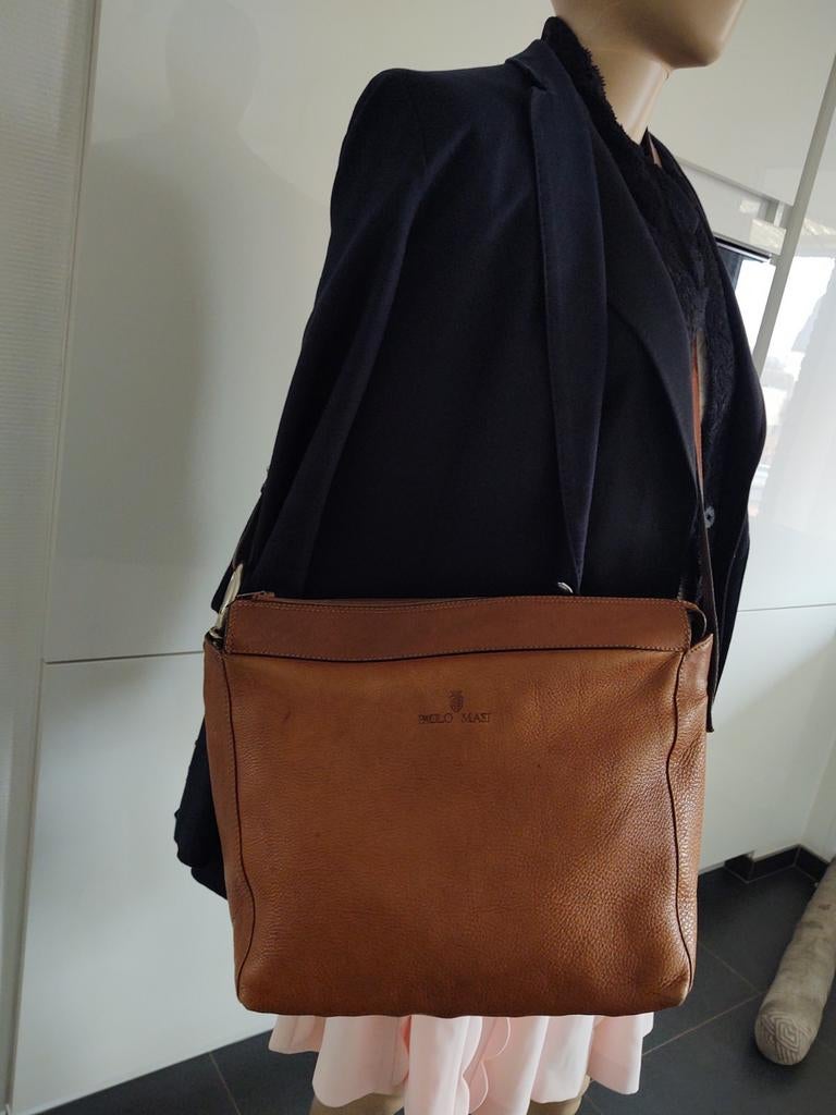 Paolo Masi vintage handtas., Enlèvement ou Envoi, Utilisé, Brun, Cuir