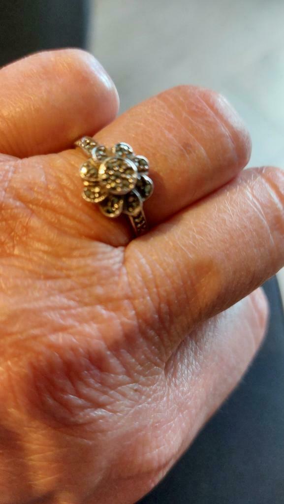 Vintage markasiet ring zilver gemerkt 925, Ophalen of Verzenden