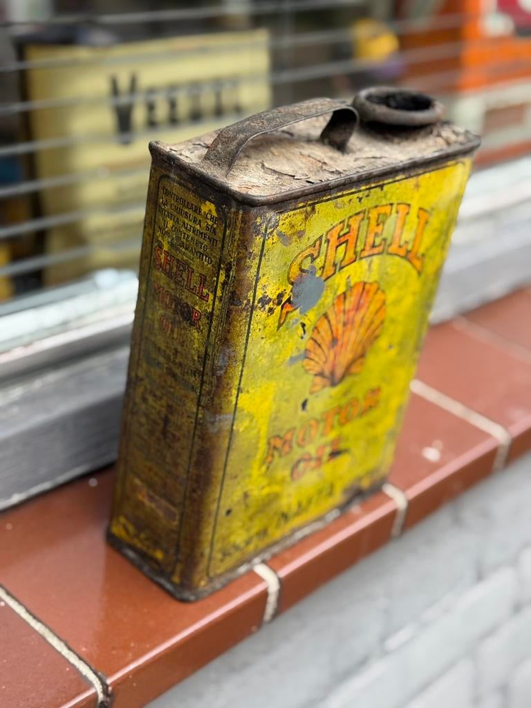 SHELL motor oil oud olieblik, Verzamelen, Ophalen of Verzenden, Gebruikt, Verpakking