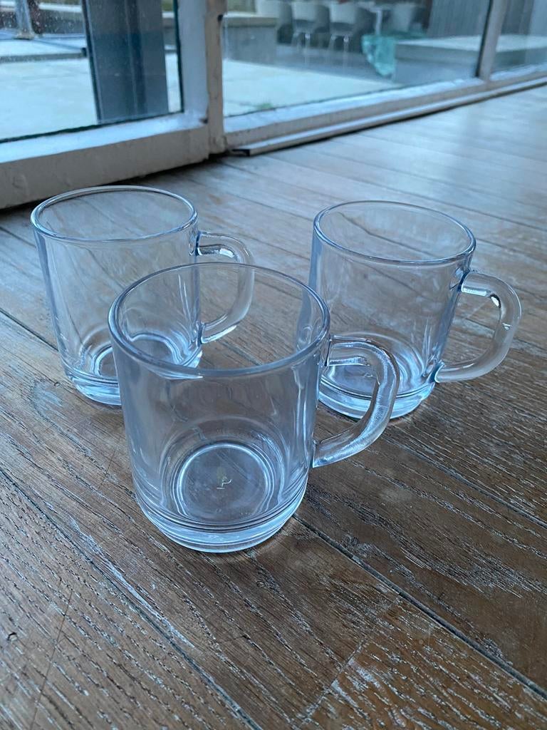 3 theetassen glas, Ophalen of Verzenden, Gebruikt, Glas, Glas of Glazen