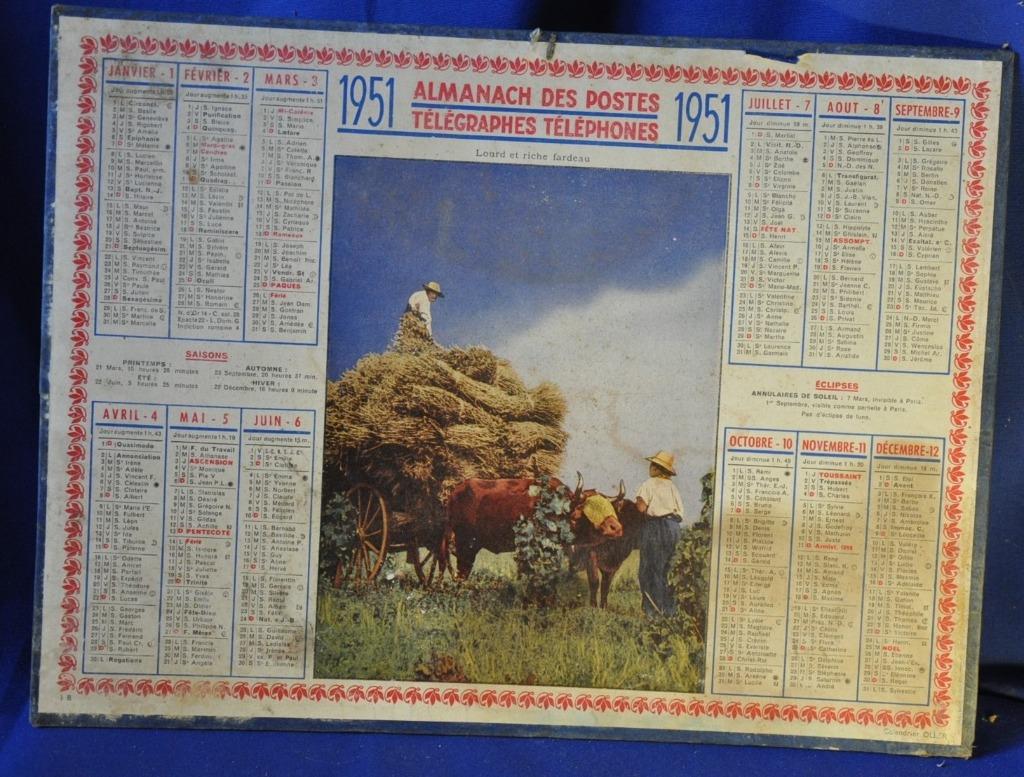 calendrier almanach ptt France 1951, Verzamelen, Ophalen of Verzenden, Gebruikt