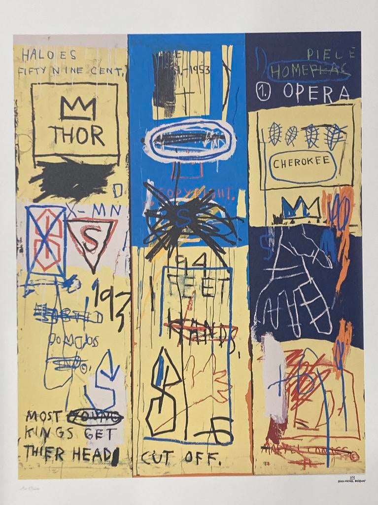 Jean Michel Basquiat: lithografie 50 bij 70 cm ingelijst, Ophalen of Verzenden