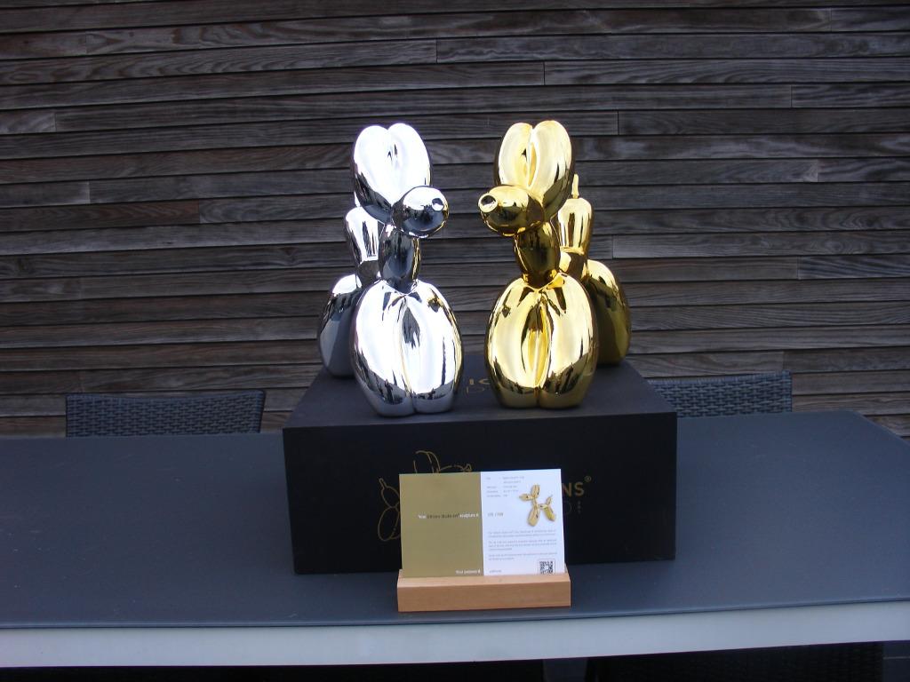 Jeff Koons (After) - Balloon Dog paar XXL goud en silver, Enlèvement ou Envoi