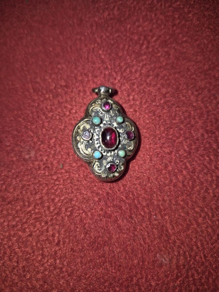 Ancien pendentif reliquaire Napoléon III, Enlèvement, Argent, Argent