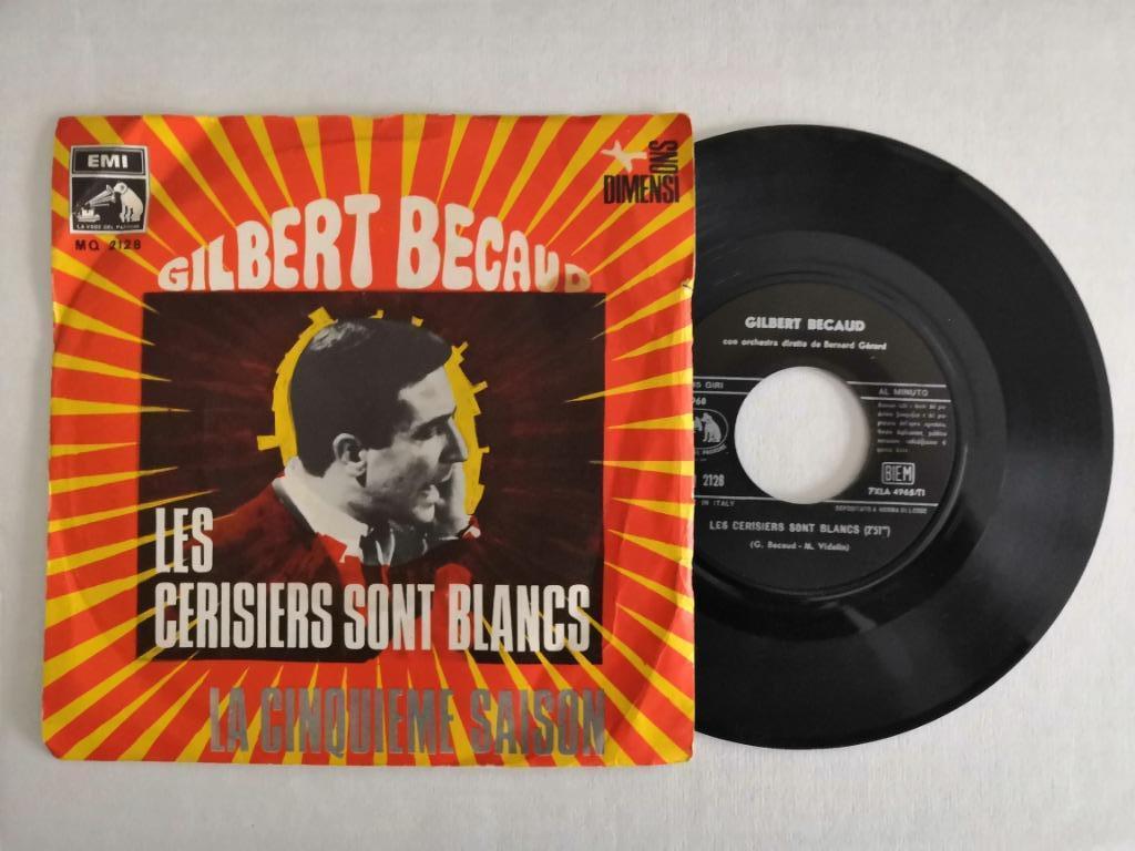 GILBERT BECAUD - Les cérisiers sont blancs (45t), Enlèvement ou Envoi, Single, Utilisé, Pop