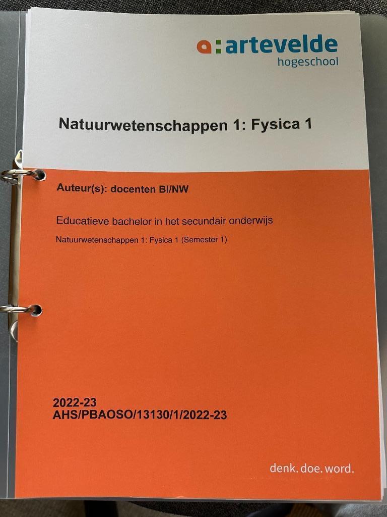 cursus Natuurwetenschappen 1 Fysica 1 Artevelde, Ophalen of Verzenden, Zo goed als nieuw, Natuurwetenschap