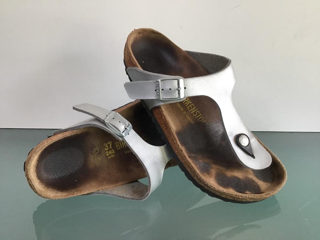 Gratis Verzenden | Birkenstock Gizeh zilveren slippers 37, Slippers, Overige kleuren, Verzenden, Zo goed als nieuw