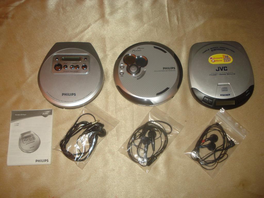 PHILIPS, JVC Lot de 3 Discmans avec Ecouteurs, Enlèvement ou Envoi, Discman