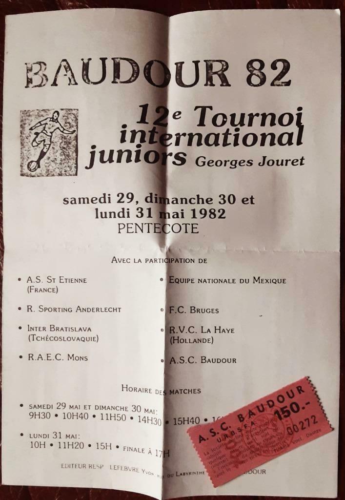 Tournoi junior Baudour 1982 Anderlecht FC Brugge St Étienne, Collections, Enlèvement ou Envoi