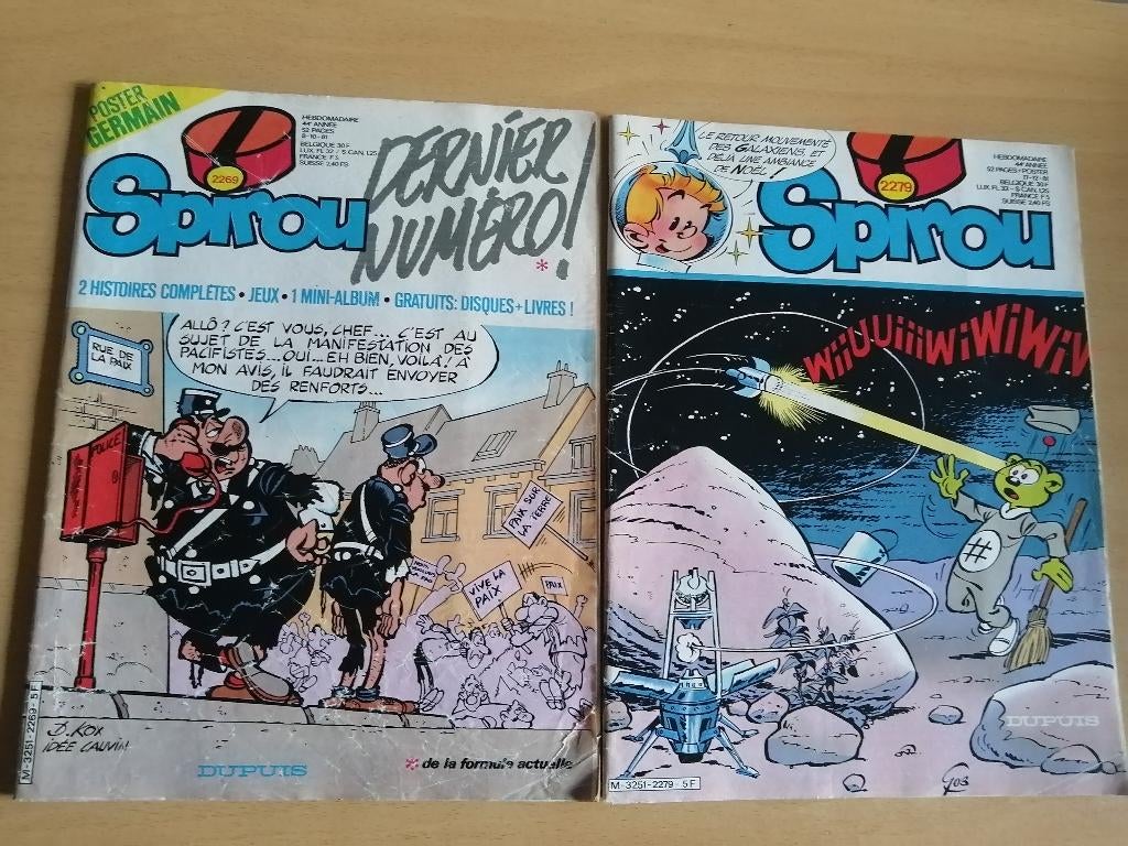 Lot 2 Spirou magazine de 1981 + poster Germain, Enlèvement ou Envoi