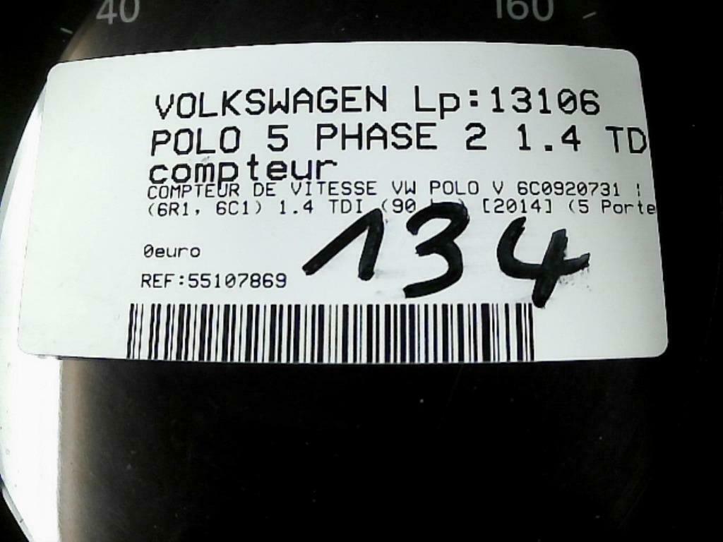 Compteur Volkswagen Polo 5 6C0920731 (134) LP/13106, Autos : Pièces & Accessoires, Enlèvement ou Envoi, Utilisé, Volkswagen