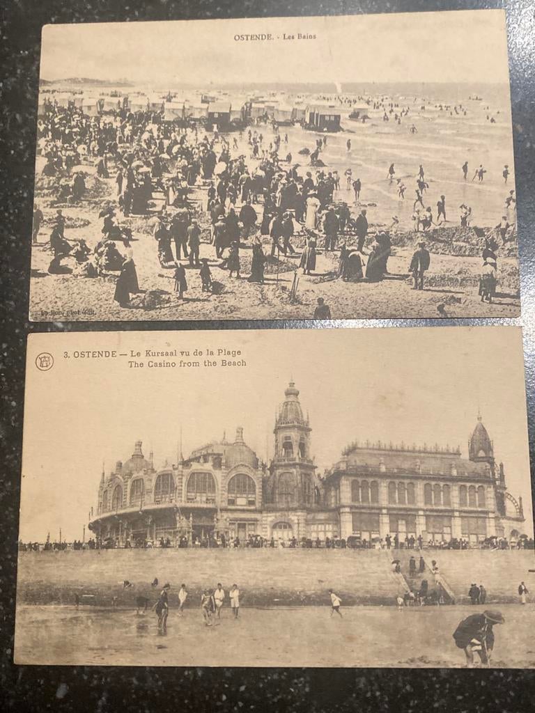 2 oude postkaarten OOSTENDE ongelopen, Verzamelen, Ophalen of Verzenden