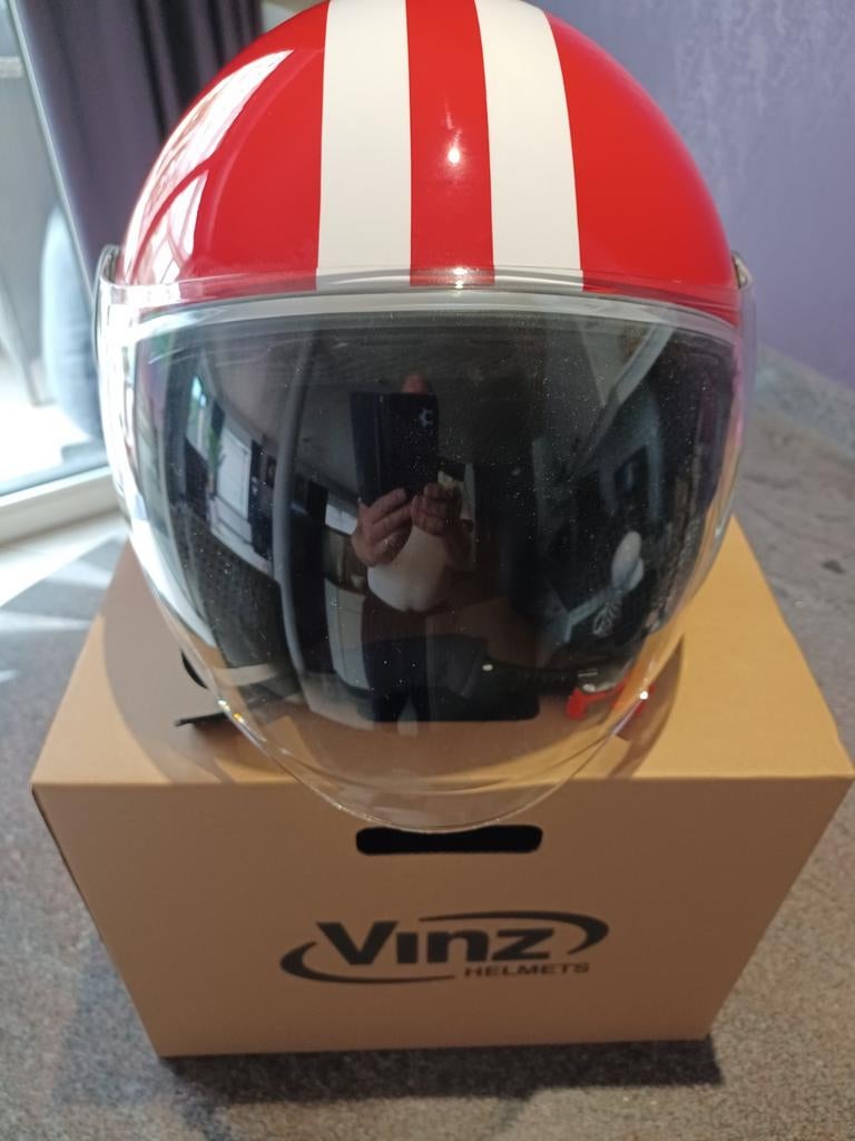 Te koop scooterhelm Vinz Parchi, Motoren, Ophalen, S