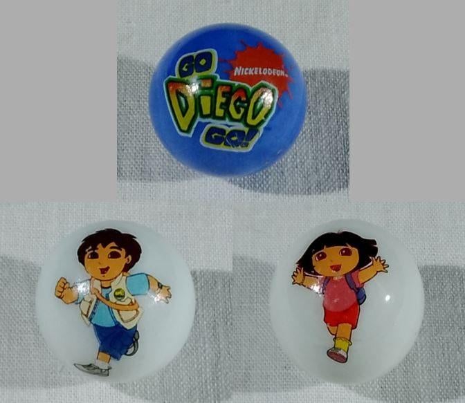 Dora & Diego Knikkers – Delhaize 2009 – Nickelodeon – 2,5 Cm, Ophalen of Verzenden, Gebruikt