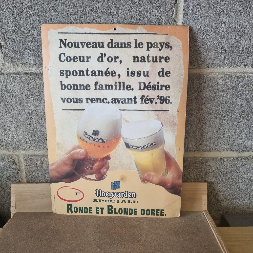 Publicité Hoegaarden Speciale FR, Verzamelen, Biermerken, Ophalen of Verzenden, Gebruikt, Reclamebord, Plaat of Schild, Overige merken
