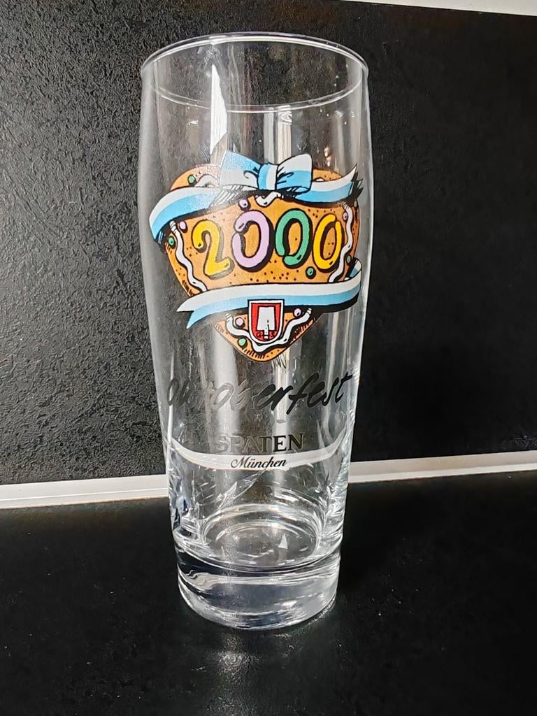 Groot vintage bierglas van het Oktoberfest 2000, Ophalen of Verzenden, Zo goed als nieuw, Bierglas