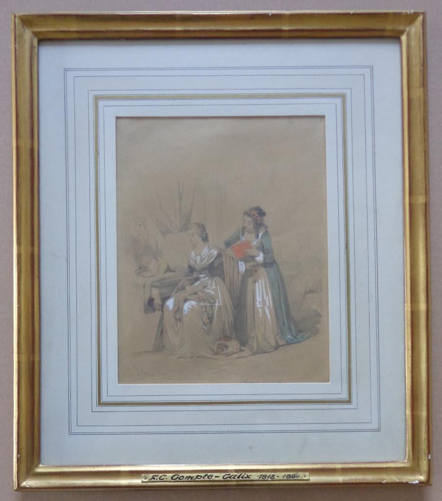 FRANCOIS-CLAUDIUS COMPTE-CALIX / BRIEF ORIGINEEL 39x34cm KAD, Antiek en Kunst, Kunst | Schilderijen | Klassiek, Ophalen of Verzenden