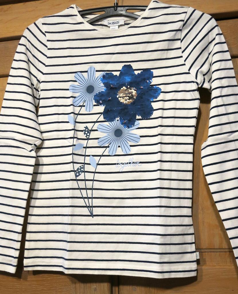 Tee-shirt neuf, sequins réversibles, 10 ans, Meisje, Okaidi, Nieuw, Ophalen of Verzenden