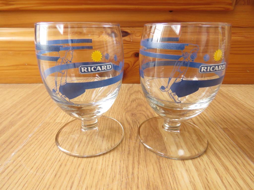 2 verres Ricard motifs joueur de pétanque, Ophalen of Verzenden, Zo goed als nieuw, Overige typen