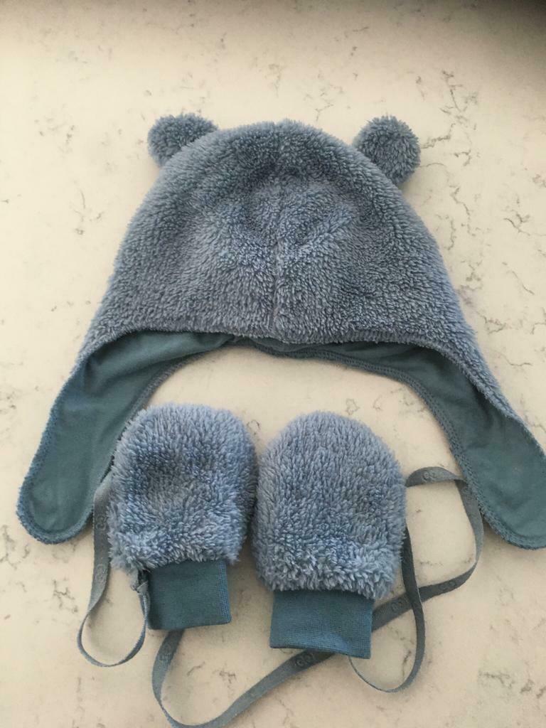 Woody muts en handschoenen . Maat 2 . Lichtblauw ., Kinderen en Baby's, Ophalen, Zo goed als nieuw, Jongetje of Meisje, Muts