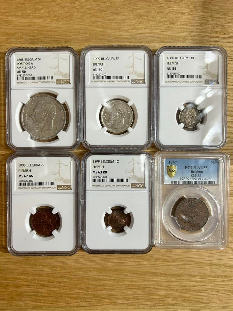 Gegrade munten België NGC / PCGS, Enlèvement, Argent, Monnaie en vrac