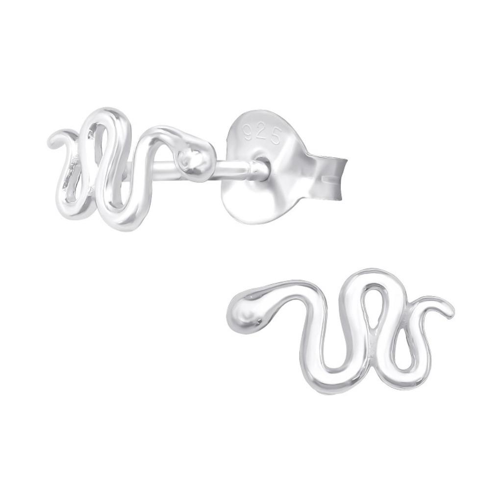 Zilveren oorbellen slang - 9 x 5 mm, Nieuw, Ophalen of Verzenden, Knopjes of Stekers, Zilver