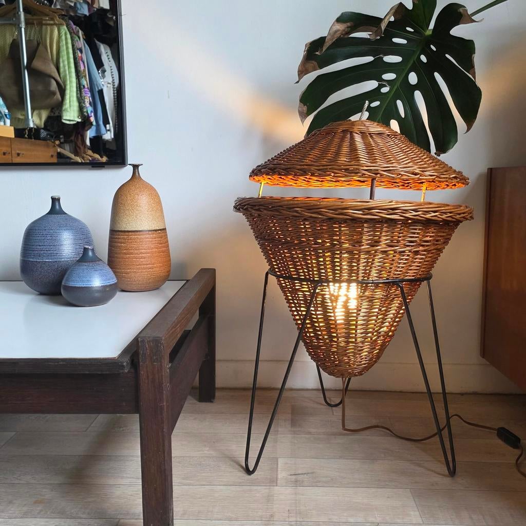 Vintage driepoot vloerlamp, Antiek en Kunst, Ophalen of Verzenden