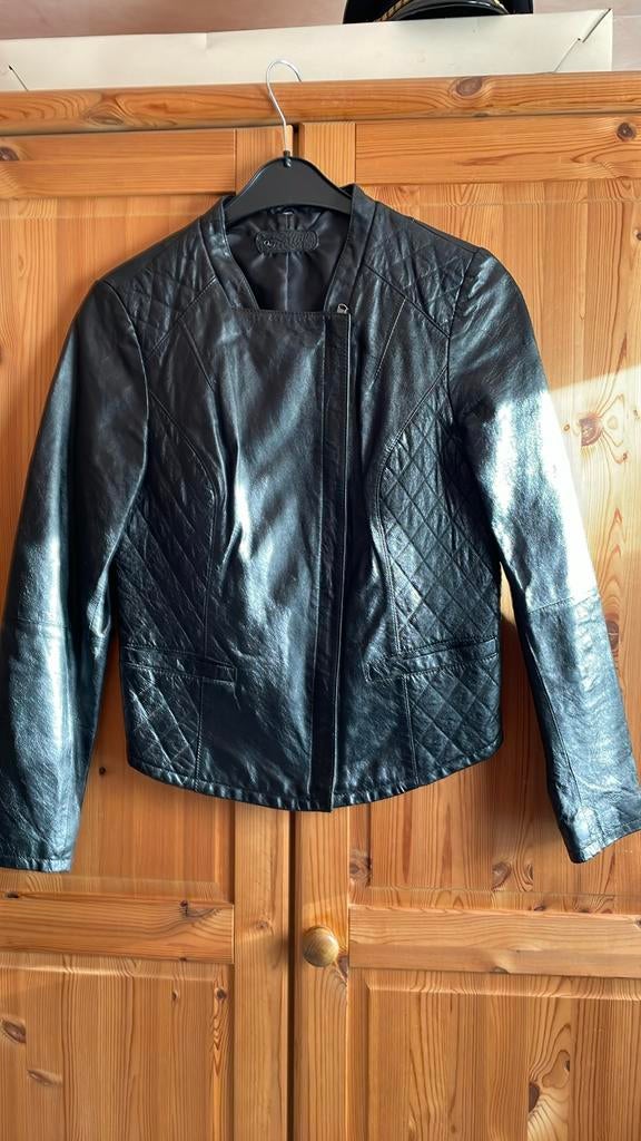 Zwart lederen jasje vintage 42 yessica, Ophalen of Verzenden, Zo goed als nieuw