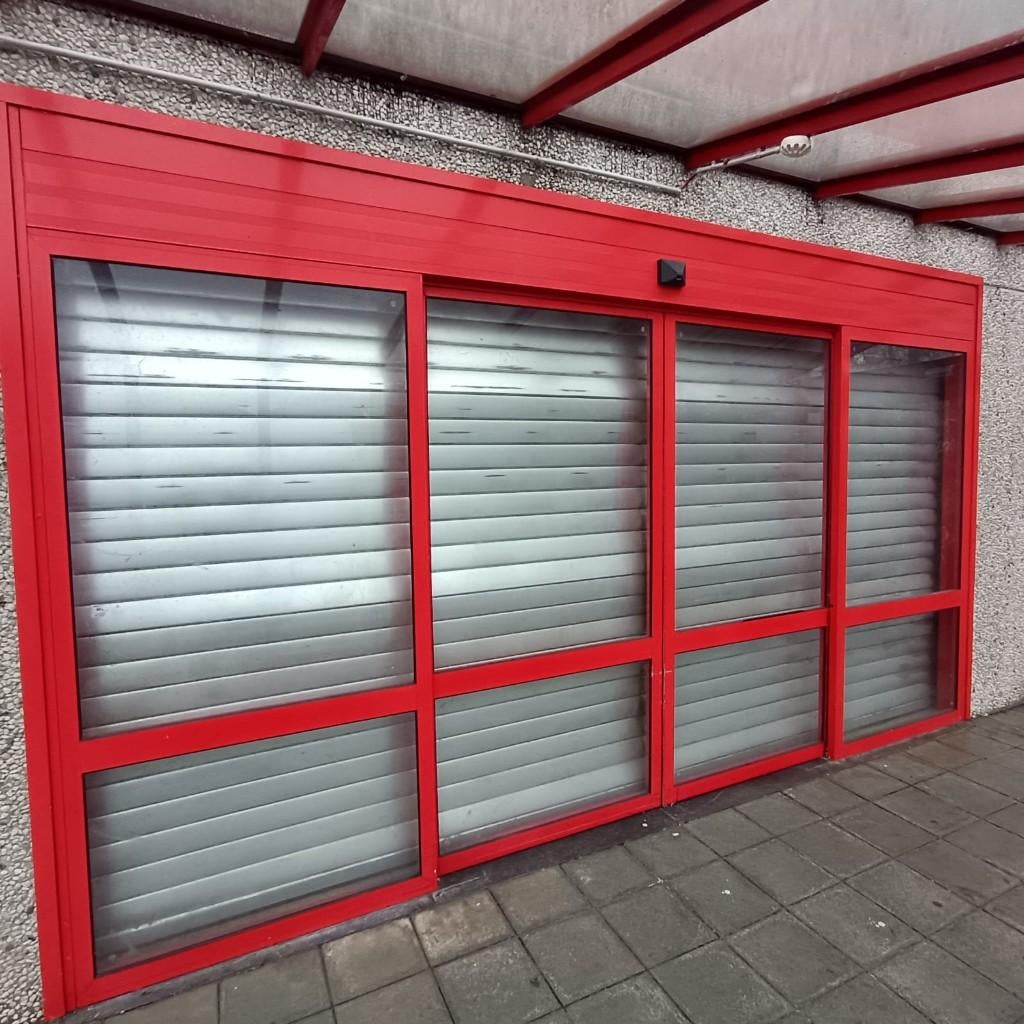 Porte coulissante supermarché, Doe-het-zelf en Bouw, Raamkozijnen en Schuifdeuren, Gebruikt, Schuifpui, Aluminium, 225 cm of meer