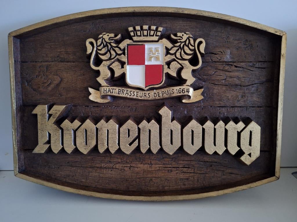 Oud groot kunststof bier reclamebord brouwerij Kronenbourg, Enlèvement ou Envoi