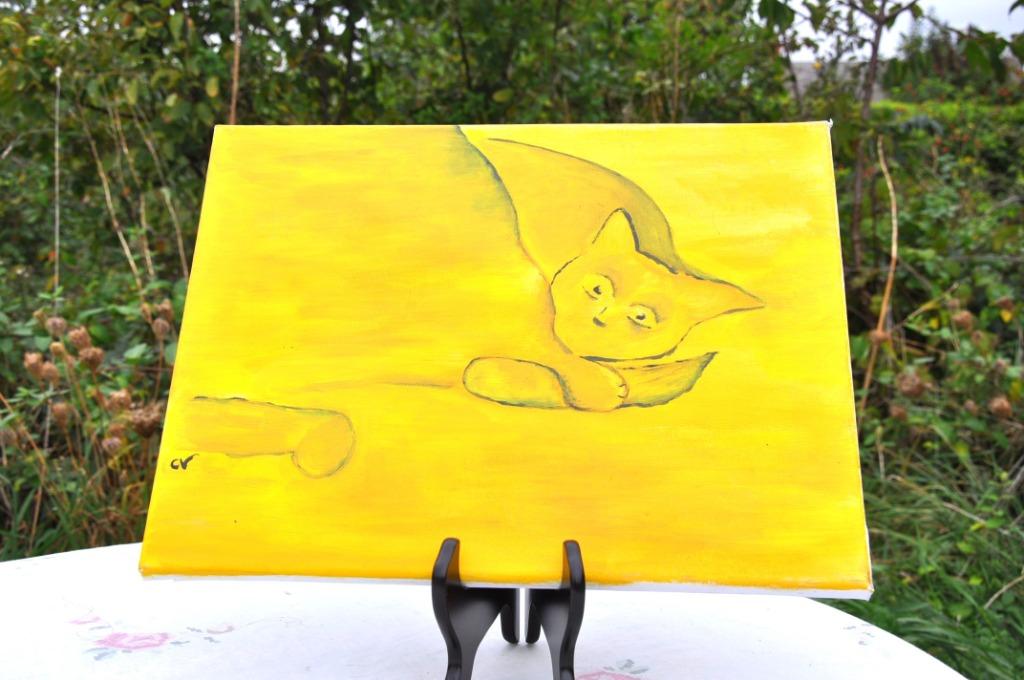peinture sur toile anonyme chat, Enlèvement ou Envoi