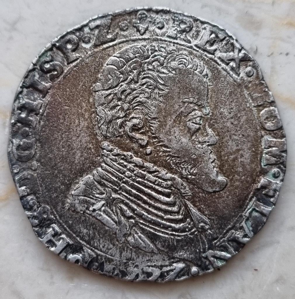 ⅕ Philipsdaalder 1571 (Brugge) Philips II / R2 !! Zeldzaam !, Postzegels en Munten, Munten | België, Ophalen of Verzenden, Losse munt