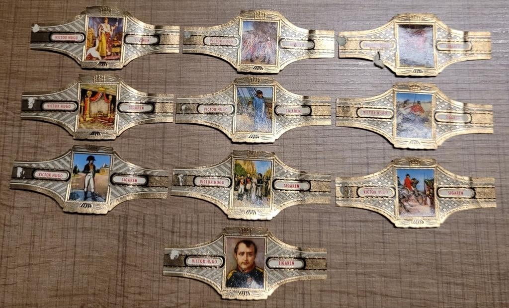 10 oude sigarenbandjes reeks Napoleon, Enlèvement ou Envoi, Utilisé, Bagues de cigare