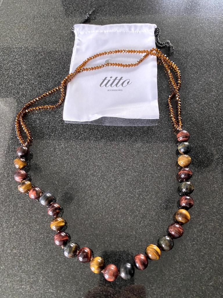 Collier Titto - perles marrons, Enlèvement ou Envoi, Neuf, Brun, Autres matériaux