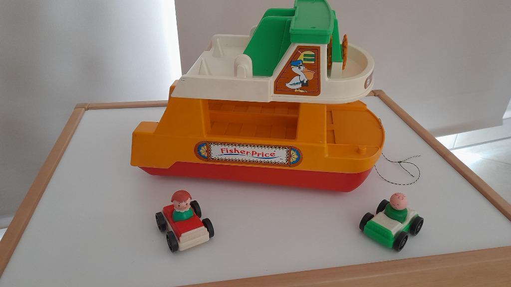 Bateau Fisher-Price vintage avec accessoires, Envoi, Comme neuf, Jouet à Pousser ou Tirer
