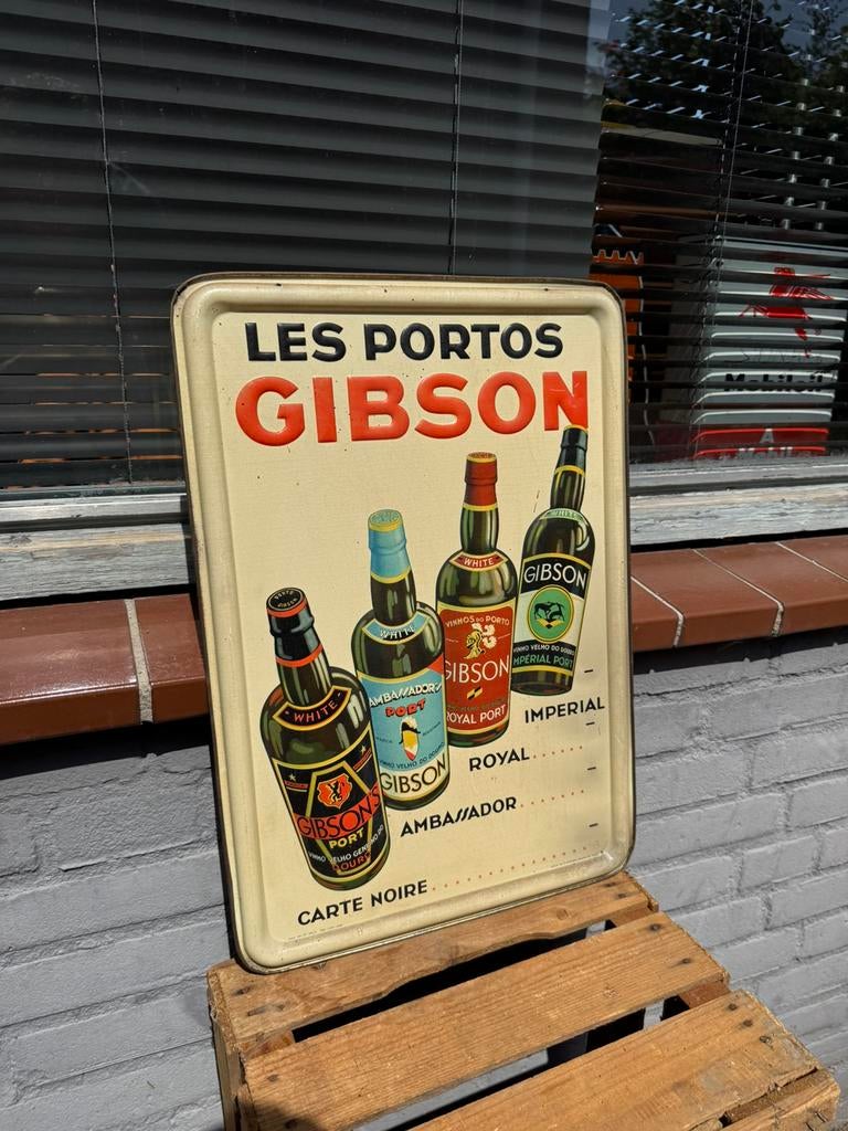 Panneau d'affichage GIBSON Port ancien 1936, Enlèvement ou Envoi, Utilisé, Panneau publicitaire
