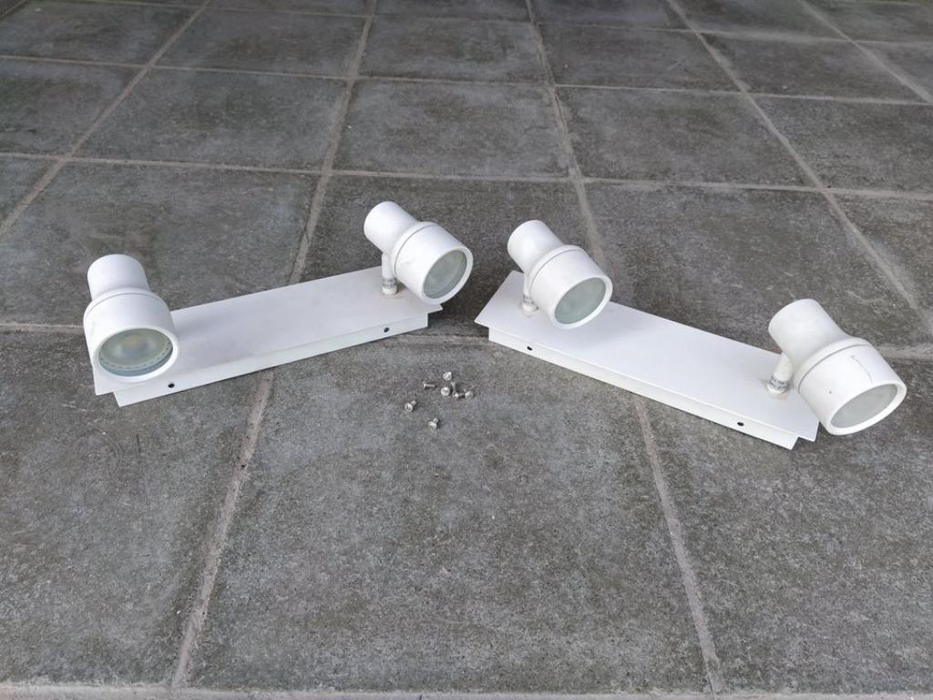 Lot de deux barres de deux spots blancs, Ophalen, Gebruikt, Metaal of Aluminium