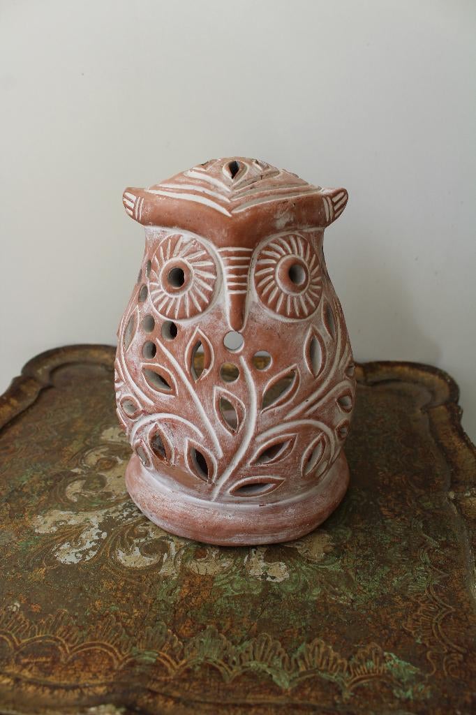 Hibou en terre cuite, brûle-parfum, bougeoir..., Enlèvement ou Envoi