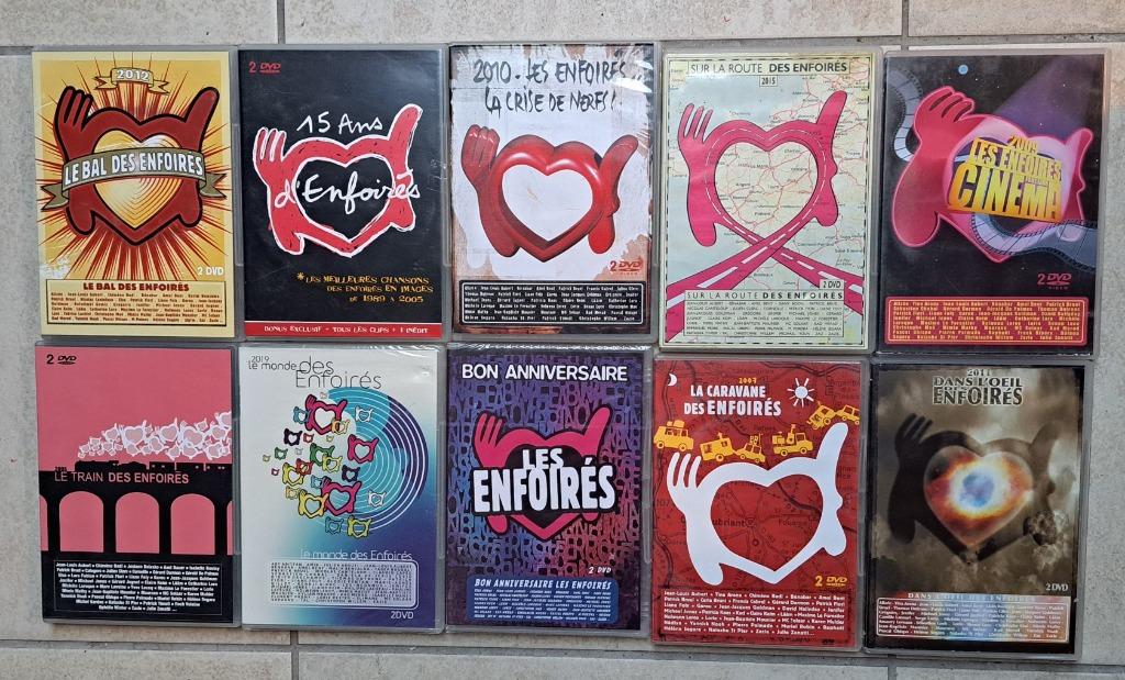 DVD double Les Enfoirés 2005,07,09,10,11,12,14,15,17,19+15an, Enlèvement ou Envoi