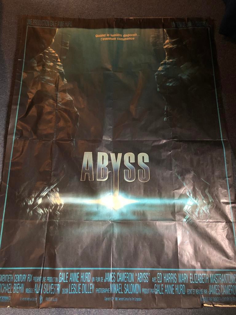Zeer grote filmposter THE ABYSS 115 X 157, Ophalen of Verzenden, Gebruikt, Film, Poster