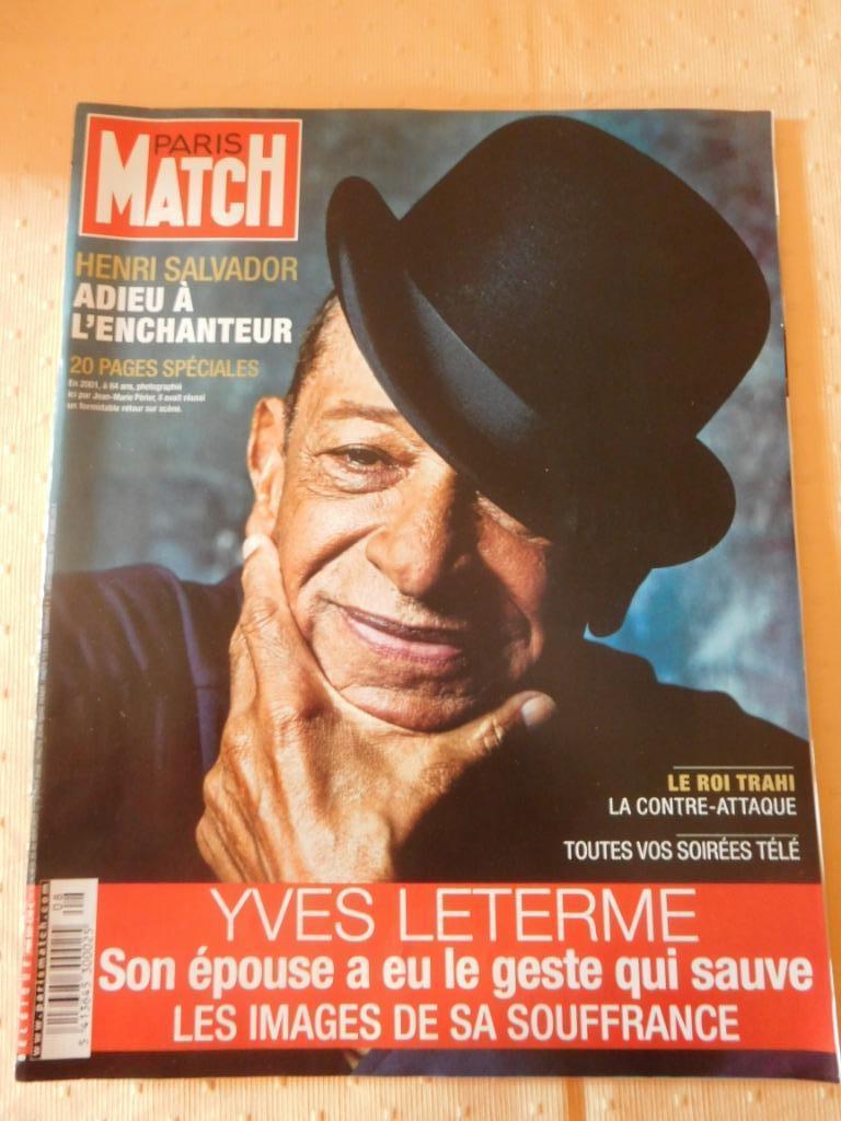 Revue Paris Match Henri Salvador Adieu à l'enchanteur, Enlèvement ou Envoi, Comme neuf, Musique, Cinéma ou TV
