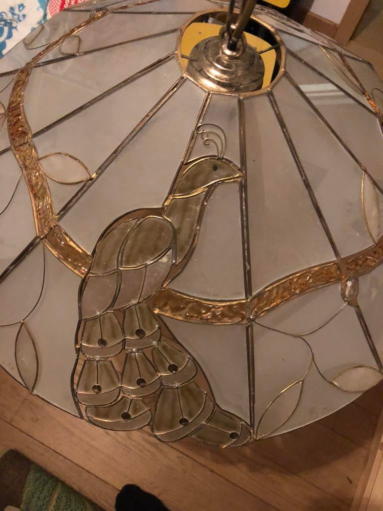 Prachtige vintage art nouveau lamp pauw, Ophalen