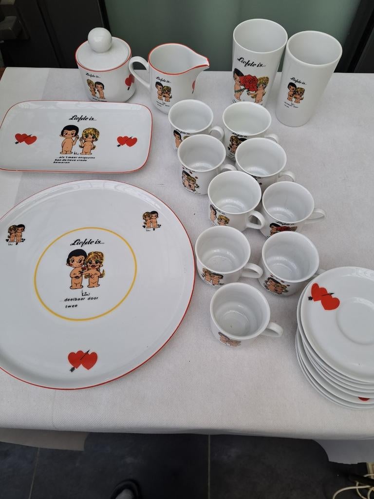 liefde is... 24 delig koffieservies, Huis en Inrichting, Ophalen, Gebruikt, Porselein
