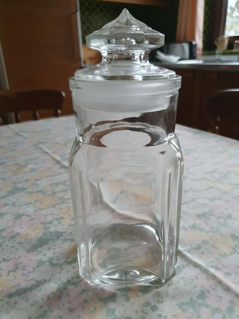 Ancien grand bocal boîte á bonbons de confiseur en verre, Enlèvement ou Envoi