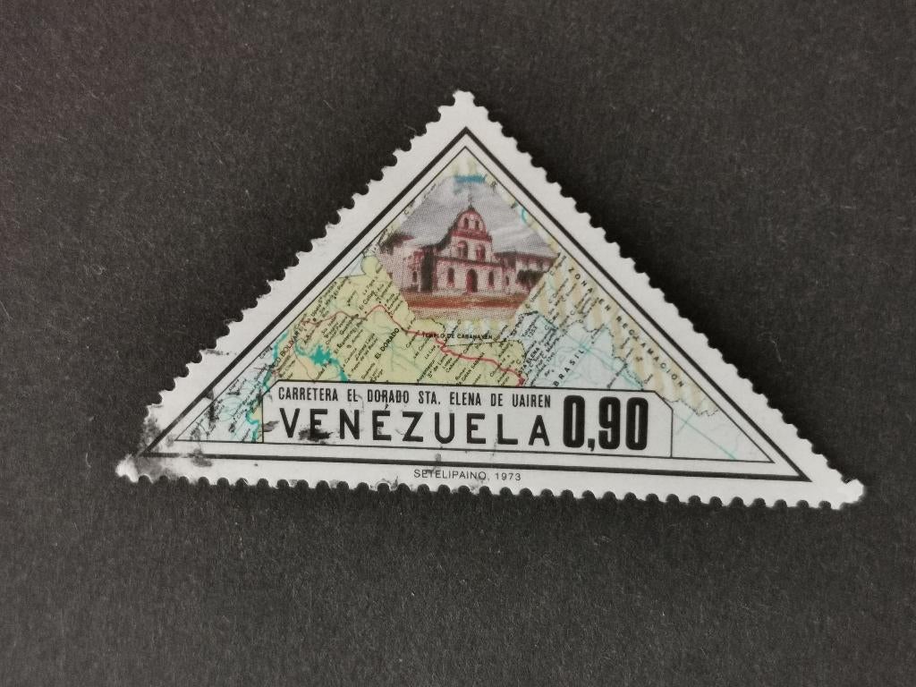 Venezuela 1973 - aanleg van de grote snelweg, landkaart, Ophalen of Verzenden, Gestempeld, Zuid-Amerika
