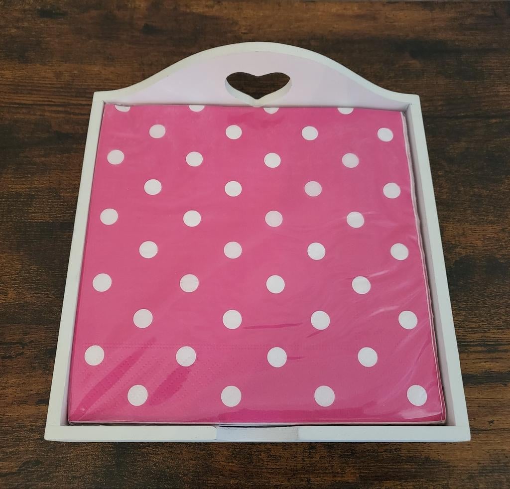 Houten servietten houder en roze servietten *Nieuw*, Ophalen of Verzenden, Nieuw, Vierkant, Hout
