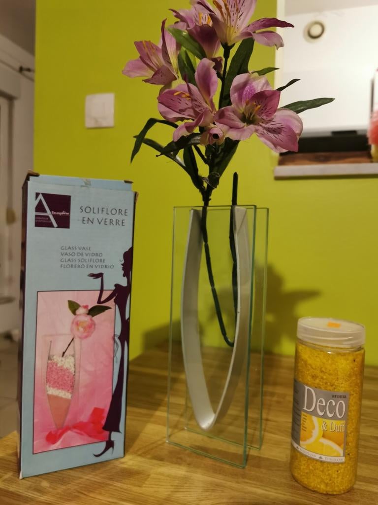 Vase soliflore chromé et en verre, Ophalen of Verzenden