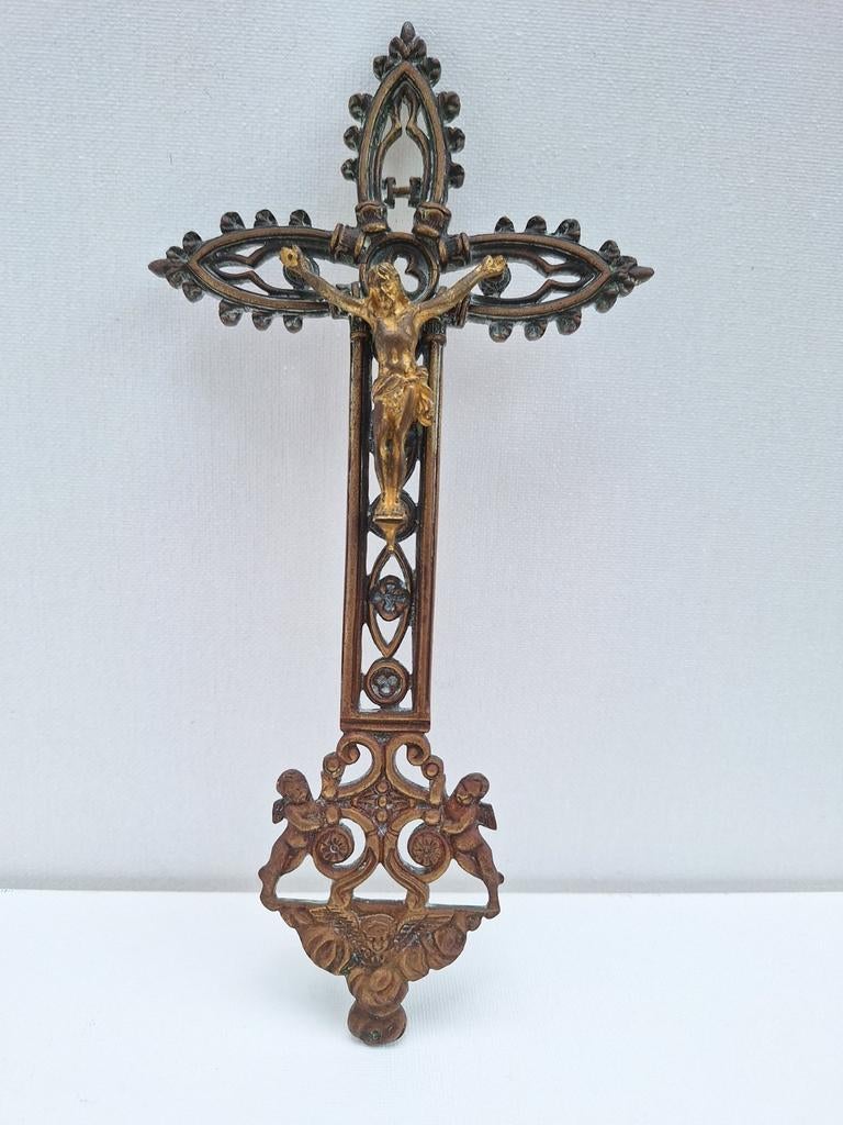 Antiek Crucifix/ kruisbeeldje 19e eeuw, Ophalen of Verzenden